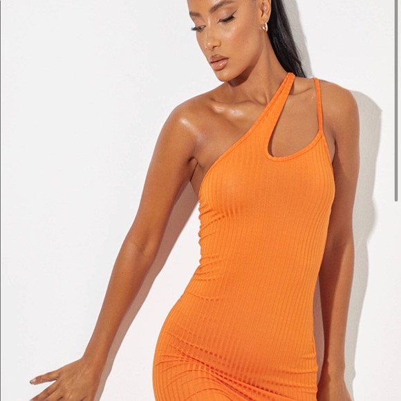 Orange Asymmetric dress NWT - Picture 3 of 4
